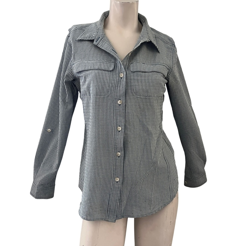 Exofficio Roll Sleeve Gingham Button Down Shirt S‎ Outdoor Hiking Athleisure